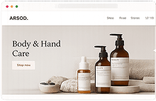 Reference skincare storefront with neutral product photography
